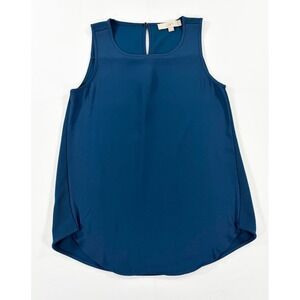 LOFT Teal Pleated Back Sleeveless Top Modern Uniform Office Romance Women's XXS